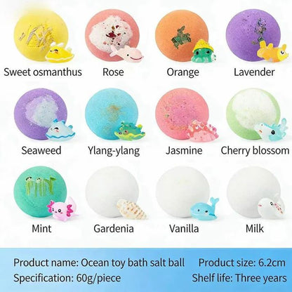 Kids Bath Ball Kids Bath Salt Ball Natural Organic Land & Sea Toys Handmade Ball For Kids For Dry Skin Moisturize